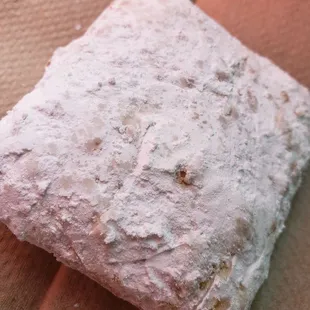 a piece of bread on a table