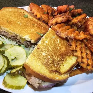 Martha&apos;s Sandwiche with Sweet Potato Fries.