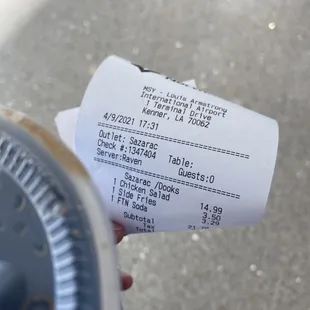 Charged for fries when the chicken salad comes with fries on menu.