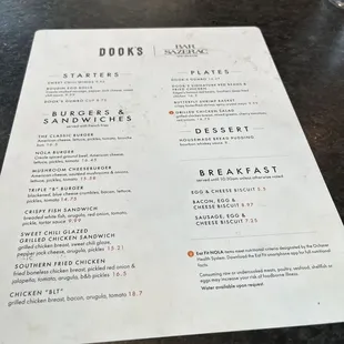 Food menu