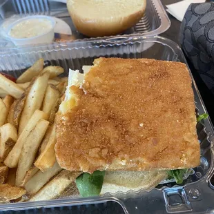 This is the fish sandwich, which with fries added is more than $16