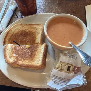 Grilled cheese and tomato soup.