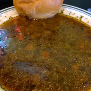 Irish Stew - Good taste but more of a soup than a stew.  Hardly any meat and the veggies cut up crazy small.