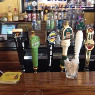 Six Irish beers on tap.