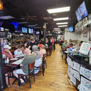 Inside and well stocked bar - eating.