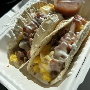 Bacon &amp; Sausage Breakfast Taco