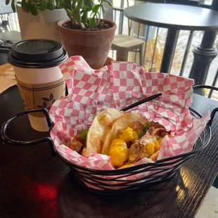 Triple meat breakfast tacos!