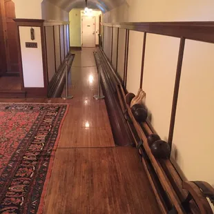 Bowling alley in the basement of the Charles Allis Art Museum.