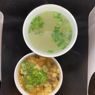 Hot &amp; Sour Soyp, Wonton Soup, Egg Drop soup