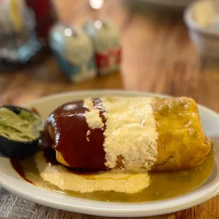 The Doozy, fried and smothered and covered with a side of smashed avocado  Delicious!