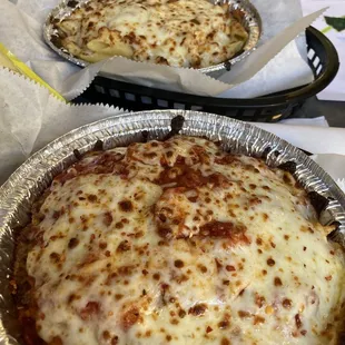 I got the pasta bake with meat sauce. Husband got Chicken Alfredo Mostaccioli