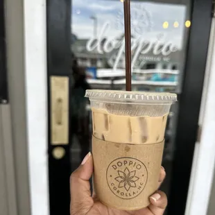 Iced doppio w/wht mocha and a &quot;splash of milk&quot;