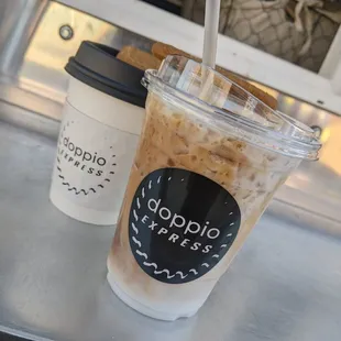 two cups of coffee on a table