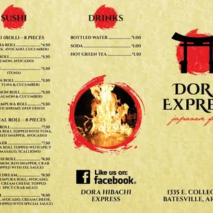 the menu for dora express