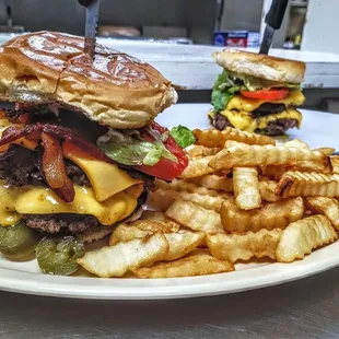 Burger and fries