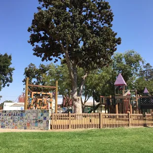 Large play structure with ample shade.