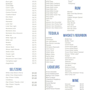 a list of drinks