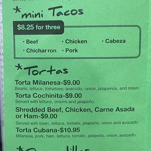 Tacos, Tortas and Quesadillas