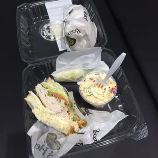 Turkey on wheat. Macaroni salad side. Delish