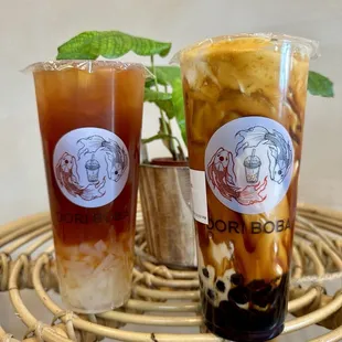 wo drinks on a table