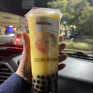 Mango slush with boba