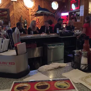 Comfortable eating at the bar.