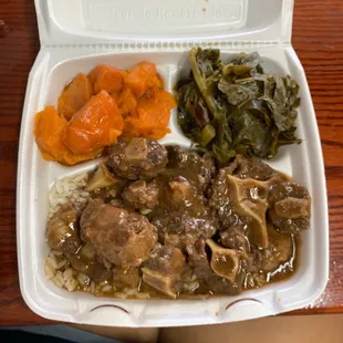 These oxtails are so tender and absolutely delicious! Not over salted but perfect in every way! The side complement beautifully!