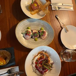 Tuna Tartare, Chateaubriand Tartare, octopus