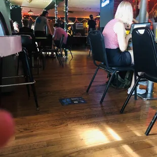 a woman sitting at a table