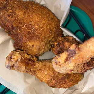 Half fried chicken