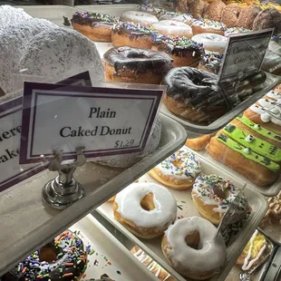 Donuts in display case