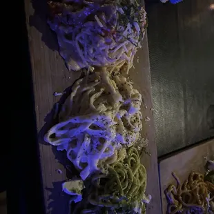 Pasta Flight ; Lobster pasta, Alfredo, and pesto pasta