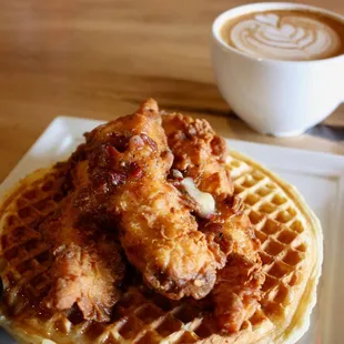 Chicken and Waffles available daily 6:30 am - 11:00 am.