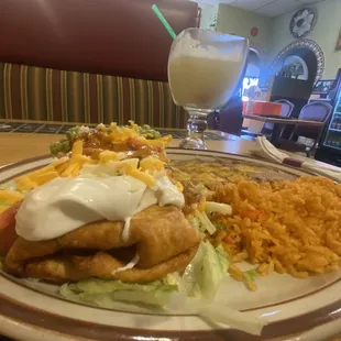 Shredded beef chimichanga lunch special &amp; a piña colada.