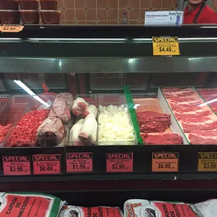 Beef tongue, cow feet, and pork feet.