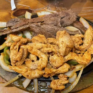 Combo fajitas with steak and chicken