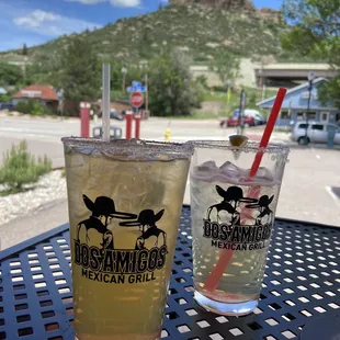 Yummy margaritas with a view of the rock!