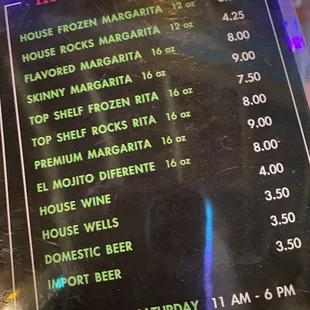Happy Hour Menu