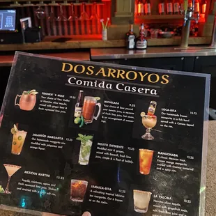 Margarita menu