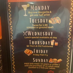 Daily specials