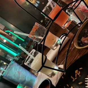 a variety of food items on a table