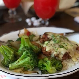 a plate of food with broccoli