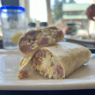Breakfast burrito with ham
