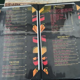 a menu for a mexican restaurant