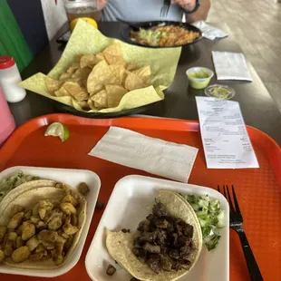 Tacos, enchiladas, chips and guacamole