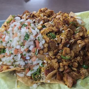 A large Vaquero chicken nachos. More than enough for two people.