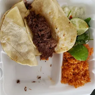 Barbacoa (slow cooked beef) Tacos: CARNE MAS RICOS-VERY RICH MEATS