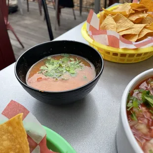 Small bowl for large basket of chips. They charge for refills. Not cool.