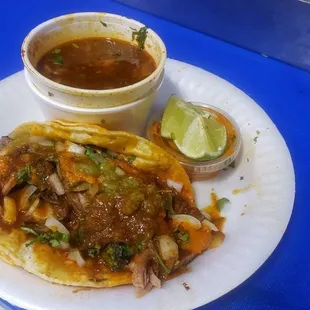 Birria taco with consome