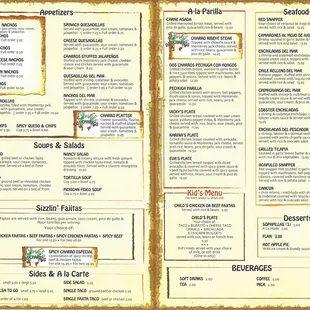 Another photo of the of the Dos Charros menu I took for the Yelp Community.